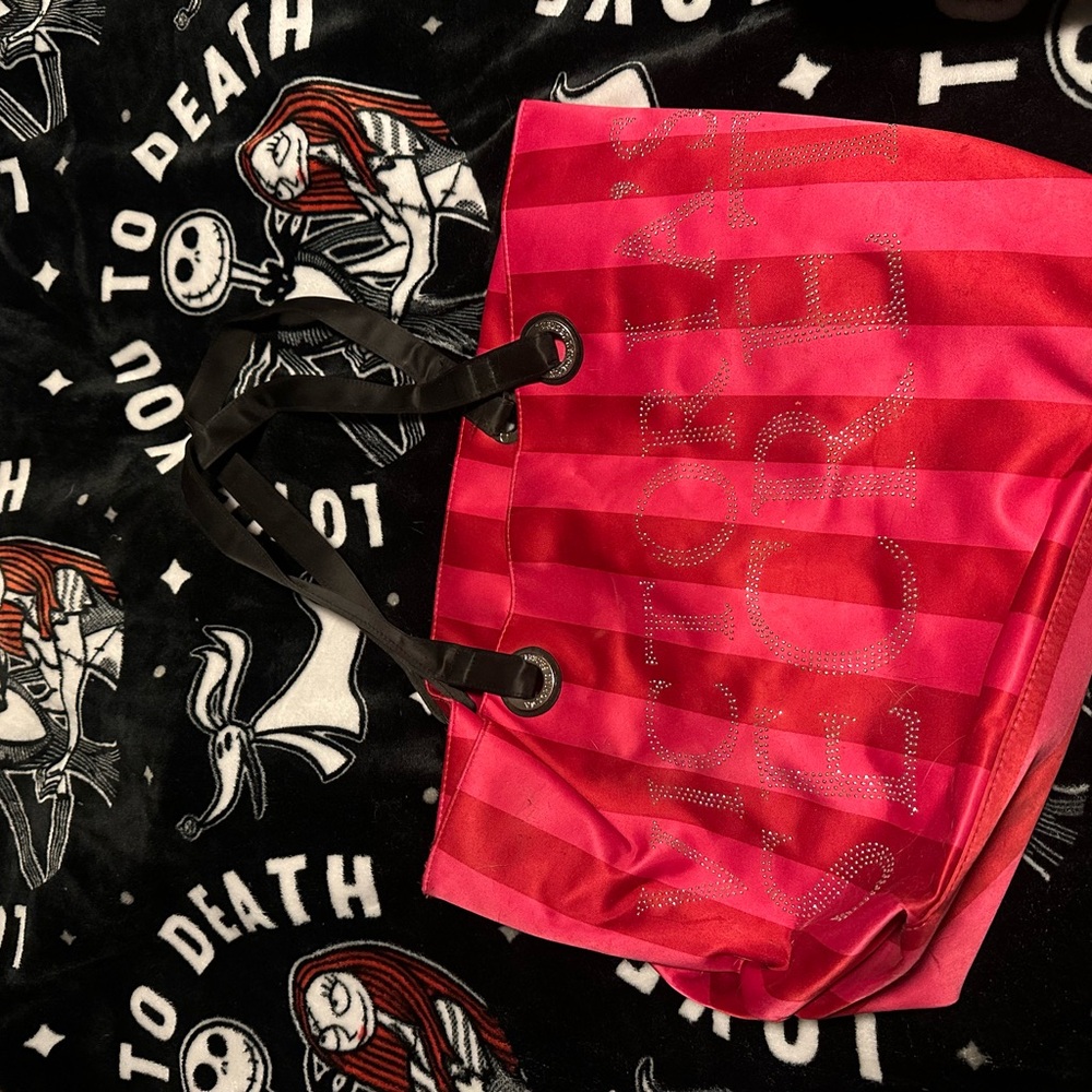 Victoria's Secret Red and Pink Striped Tote